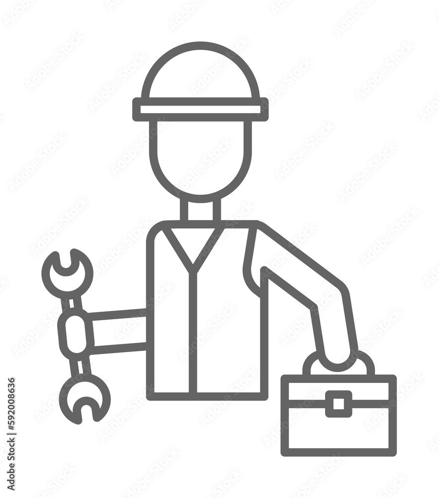 Industry flat, engineer, maintenance, man, repair technician worker on white background icon illustration on transparent background