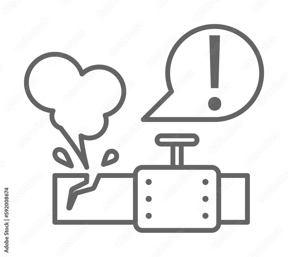 Industry flat, danger, dangerous, gas, industrial, leak pipe repair on white background icon illustration on transparent background