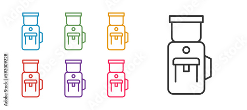 Set line Electric coffee grinder icon isolated on white background. Set icons colorful. Vector