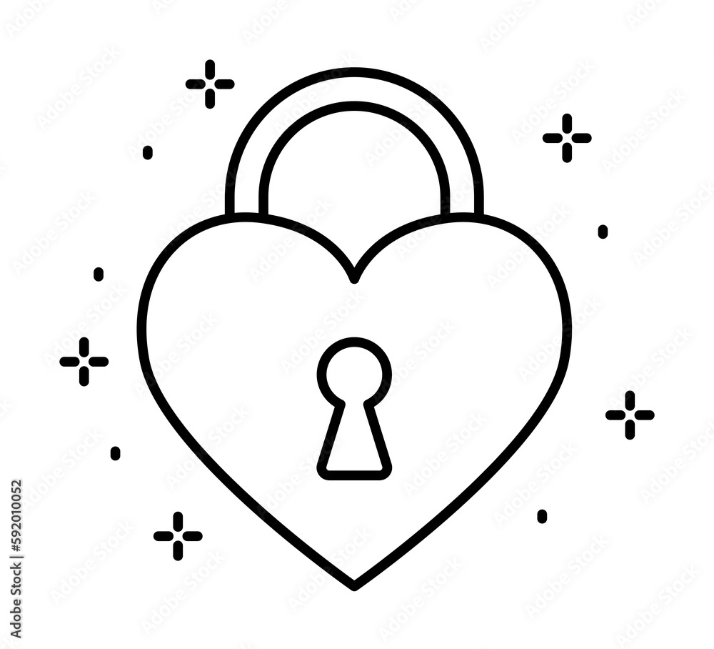 Lock, heart icon illustration on transparent background Lock, heart icon illustration on transparent background