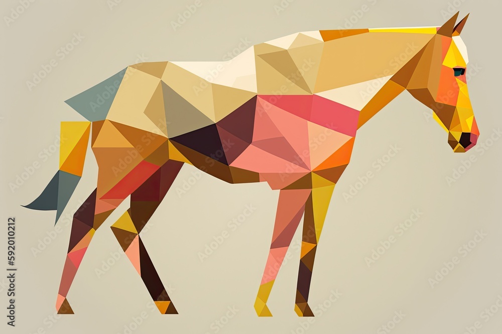 Obraz premium colorful abstract horse made up of geometric shapes. Generative AI