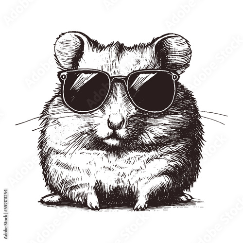 cool hamster wearing sunglasses illustration 