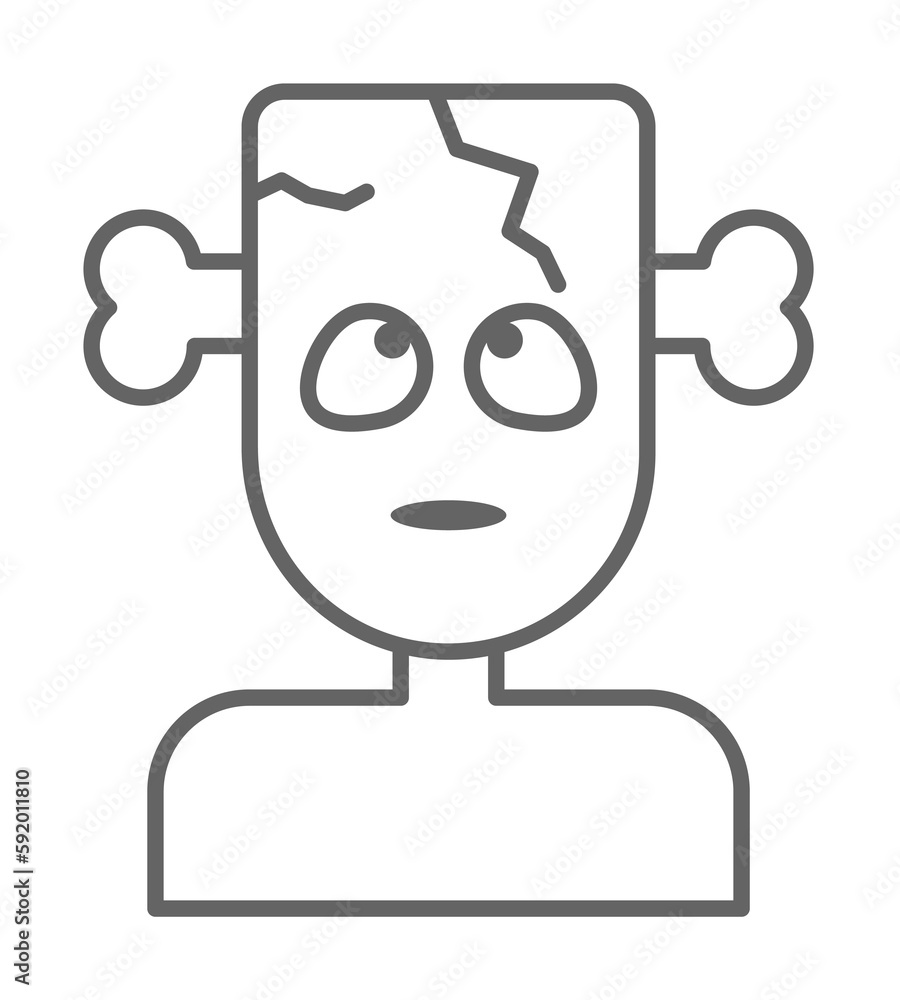 Skull, man, nasty outline icon illustration on transparent background Skull, man, nasty outline icon illustration on transparent background
