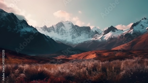 Bild von schneebedeckten Bergen  majest  tisch  ruhig  atemberaubend  farbenfroh  urspr  nglich