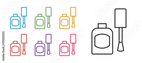 Set line Bottle of nail polish icon isolated on white background. Set icons colorful. Vector