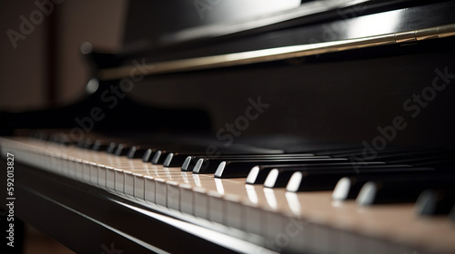  a close up of a piano with the words tonys on it's keys and a black case with a white piano in the background.  generative ai photo