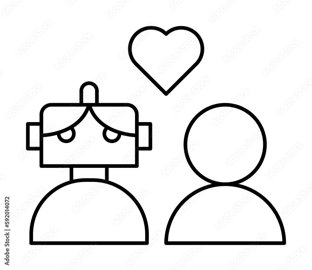 Robotic heart love technology icon illustration on transparent background Robotic heart love technology icon illustration on transparent background
