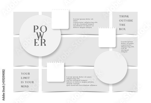 Vector photo collage template moodboard pictures grids vector illustration