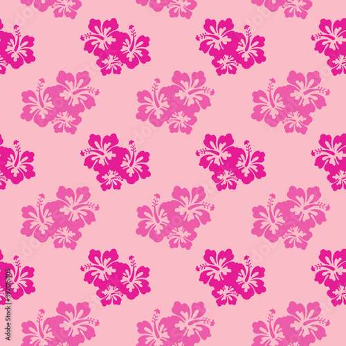 Pink Hawaiian Flowers Aloha Seamless Background Pattern