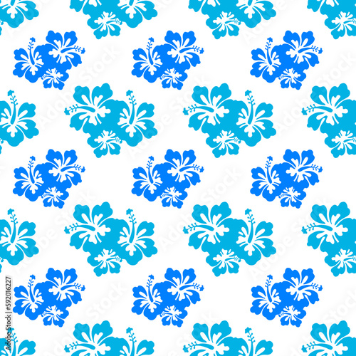 Blue Aloha Hawaiian Shirt Seamless Background Pattern 