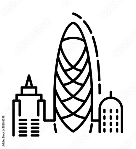 landscape of London dusk style icon illustration on transparent background