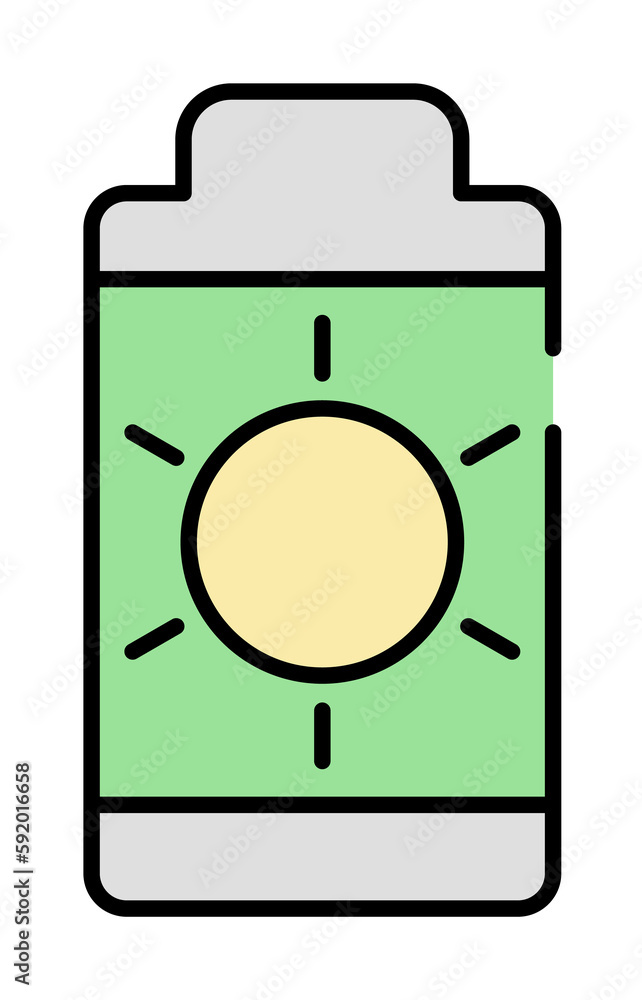 Battery sun power icon illustration on transparent background Battery sun power icon illustration on transparent background
