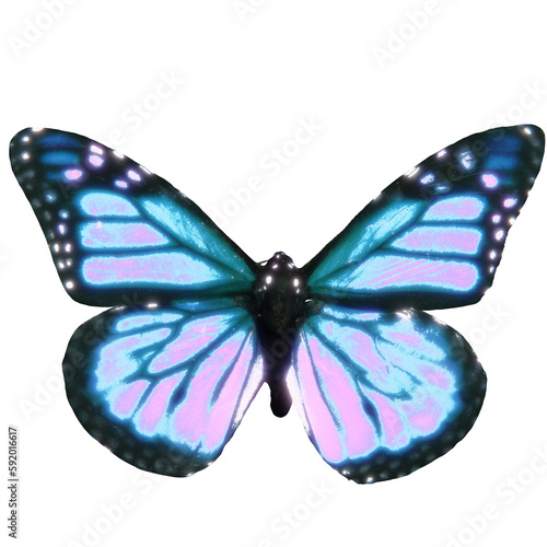 3D Render of Magical glowing neon and fluorescent inspirational butterfly © AlexMelas