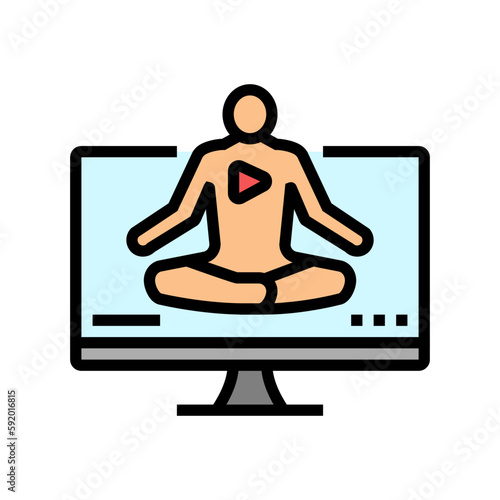 web online yoga relax color icon vector illustration