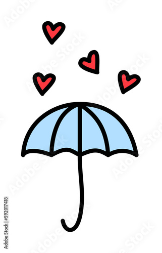 Valentine s Day  umbrella  hearts icon illustration on transparent background