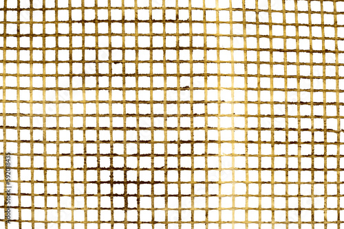 Texture of a plastic grid of yellow color on a white background. Mosquito net background