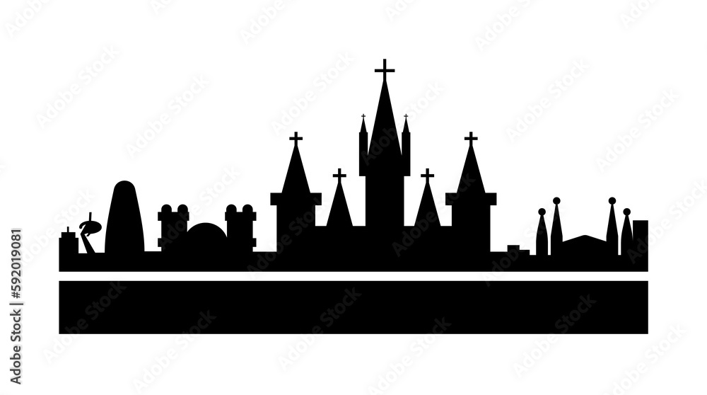 Barcelona detailed skyline icon illustration on transparent background