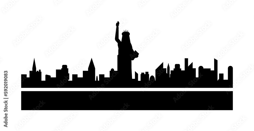 New York detailed skyline icon illustration on transparent background