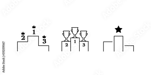 Champion winning podium, ranking of winners and achievements, vector icon illustration material