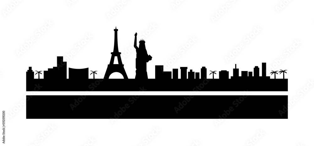 Las Vegas detailed skyline icon illustration on transparent background