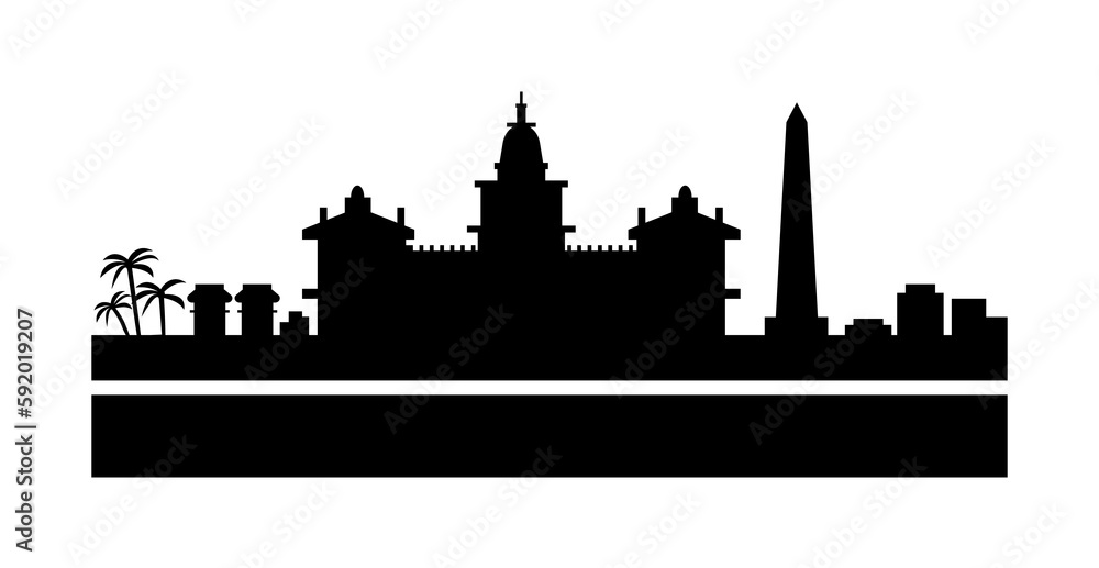 Buenos Aires detailed skyline icon illustration on transparent background Buenos Aires detailed skyline icon illustration on transparent background