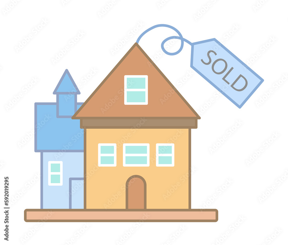 Fototapeta premium House sold sign icon illustration on transparent background