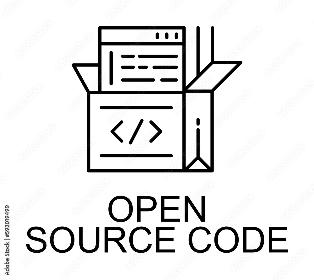 open source code icon illustration on transparent background Stock ...