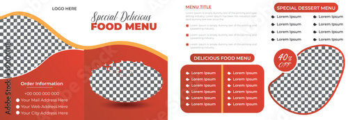 Special Delicious Food Menu Bifold Brochure Creative Design, 4 Page Brochure Flyer Design Template Design Suitable for Restaurant Business