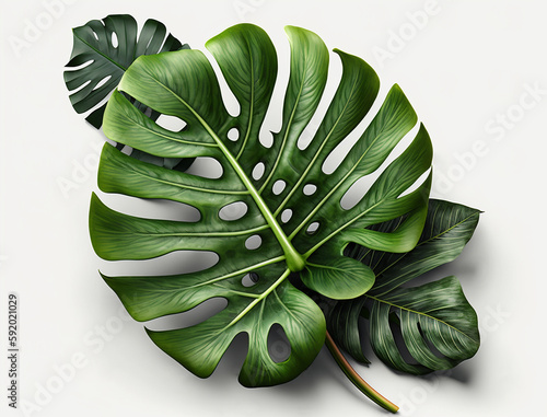 isolated Monstera leaf on white background