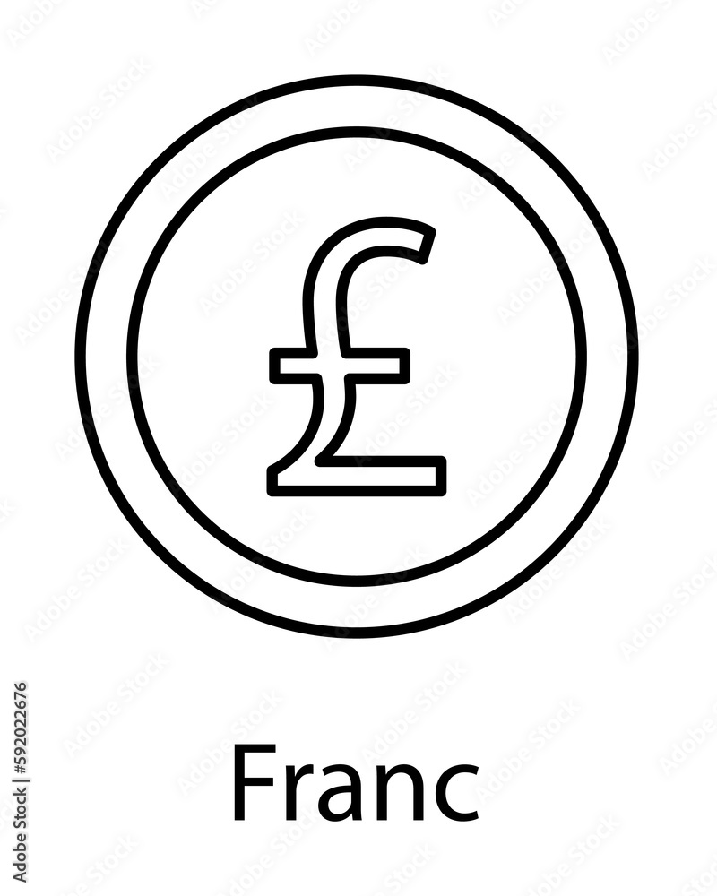 franc coin icon illustration on transparent background franc coin icon illustration on transparent background