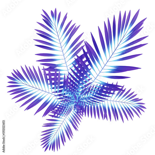 Neon tropical leaves of palm trees and other plants. 
Ultraviolet pink, blue, turquoise.