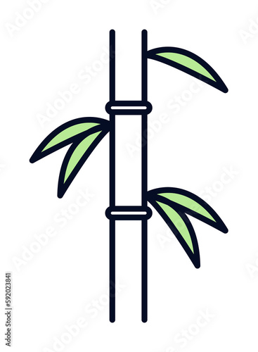 bamboo outline icon illustration on transparent background