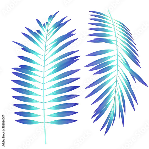 Neon tropical leaves of palm trees and other plants. 
Ultraviolet pink, blue, turquoise.