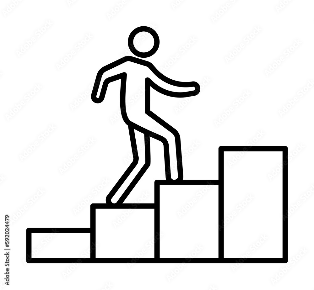 man on the stairs icon illustration on transparent background
