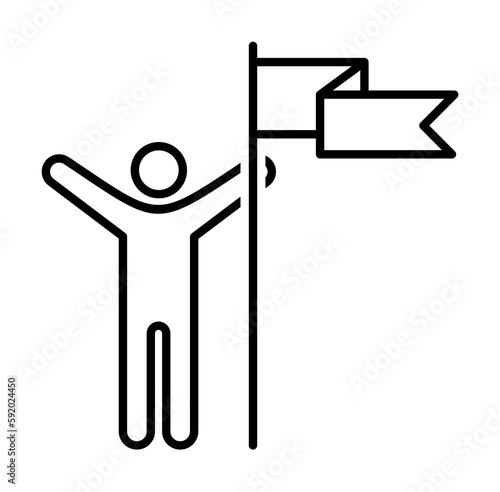 man with a flag icon illustration on transparent background