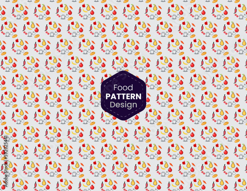 food pattern design and white background.
