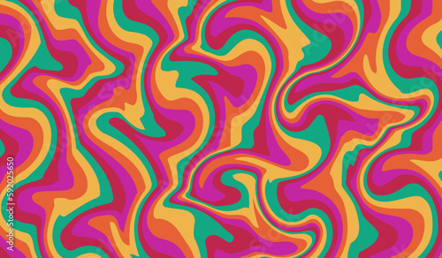 Wallpaper Mural Wavy retro background. Groovy pattern. Psychedelic abstract design. 60s 70s retro vibe. Funky print fluid trippy design. Bright vibrant colors viva magenta. Abstract background for banner, cover, etc. Torontodigital.ca