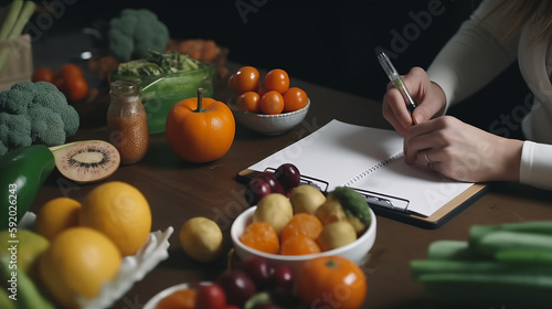 Doctor nutritionist writes prescription, weight loss concept. Al generated illustration