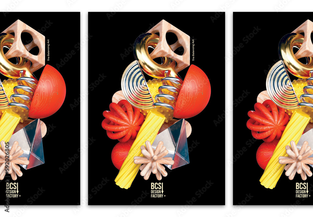 3d Abstract Theme Poster Layout Stock Template | Adobe Stock