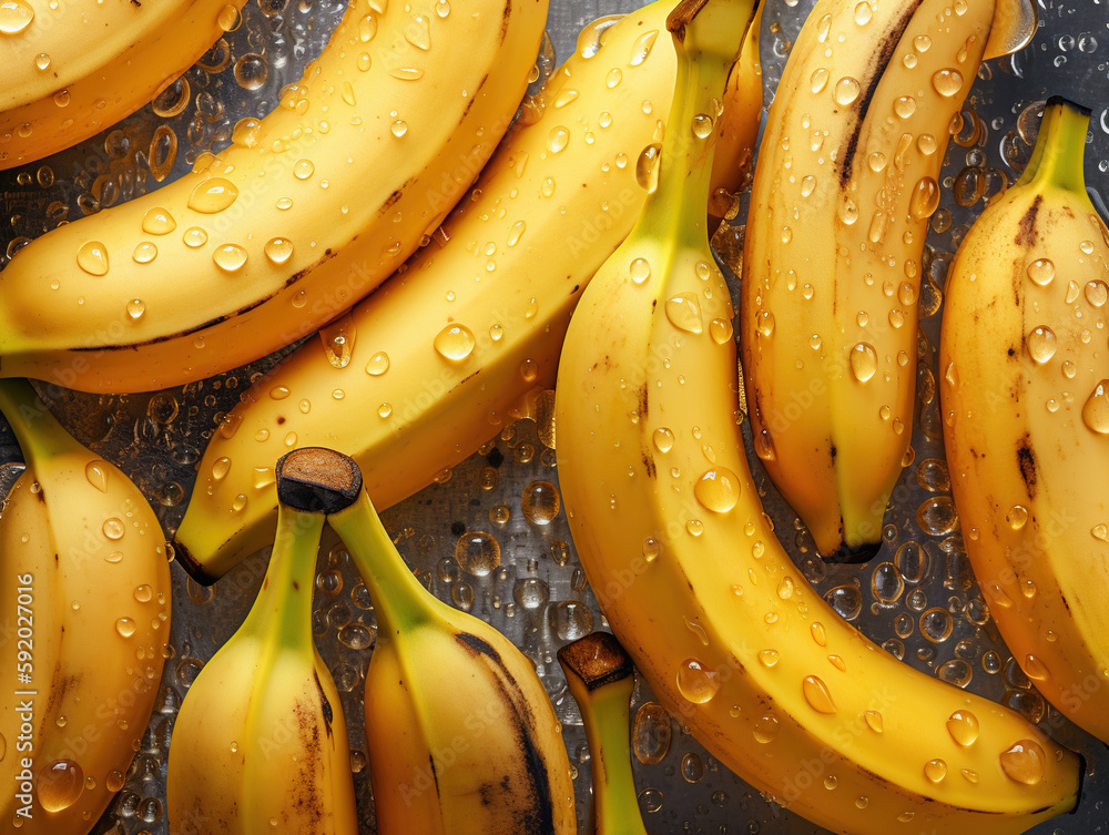 Bunch of fresh bananas in the organic food market. Generative Ai Bunch of fresh bananas in the organic food market. Generative Ai
