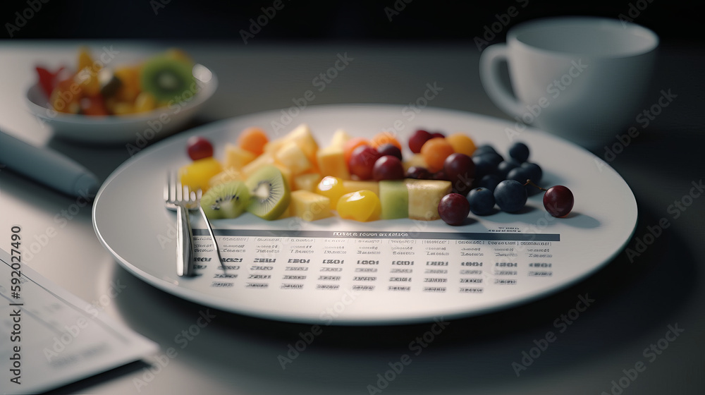 Plate with proper nutrition, health and weight loss concept. Al generated Plate with proper nutrition, health and weight loss concept. Al generated