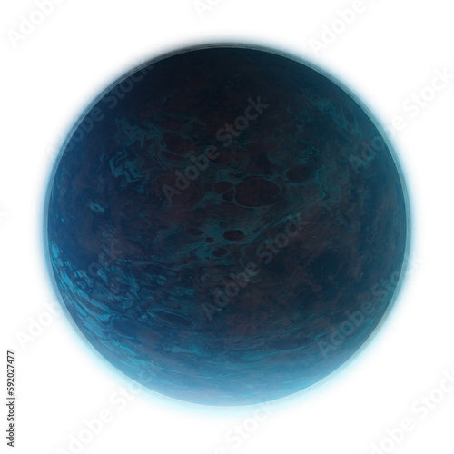 Cold ice exoplanet with atmosphere and oceans.