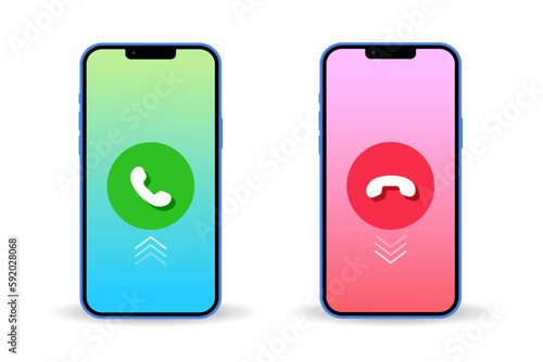 Phone call screen, incoming call interface, vector illustration