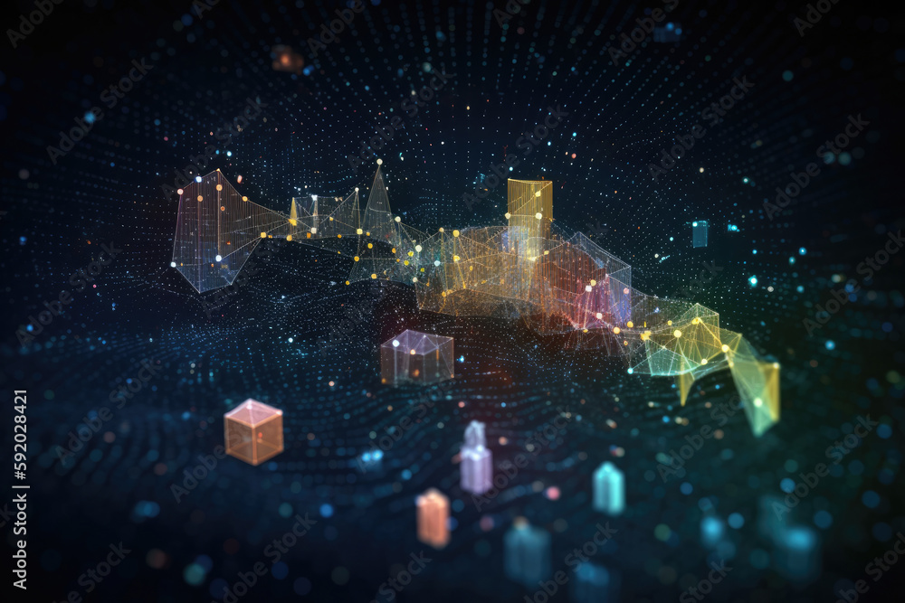 Business data analytics. Infographic with digital graphs and charts on abstract background. Created with Generative AI Business data analytics. Infographic with digital graphs and charts on abstract background. Created with Generative AI