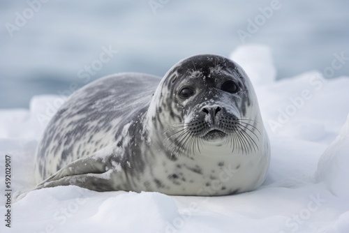 ringed seal in the snow. generative ai