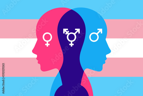 transgender man. choosing your gender yourself. psychological disorder. flat vector illustration