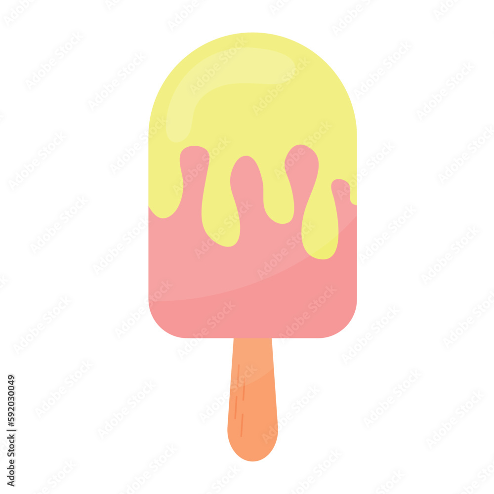 Vector illustration of summer dessert delicious ice cream isolated on white background. Eskimo on a stick. Vector illustration of summer dessert delicious ice cream isolated on white background. Eskimo on a stick.