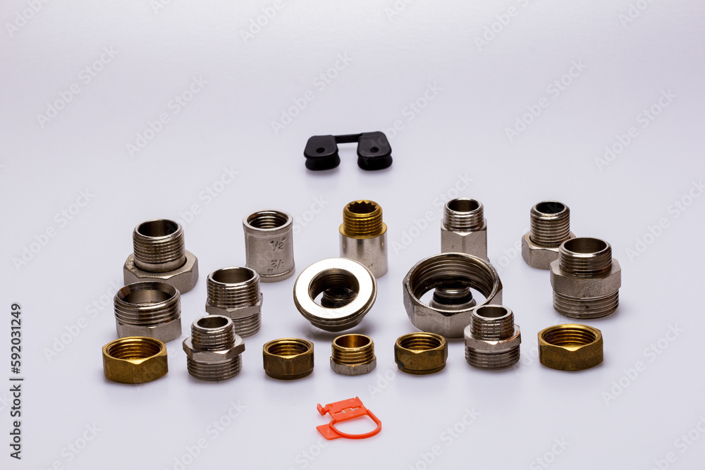 cranes, hoses, shut-off valves, fasteners, nuts, with inch threads and other types of connections, for technical work. cranes, hoses, shut-off valves, fasteners, nuts, with inch threads and other types of connections, for technical work.