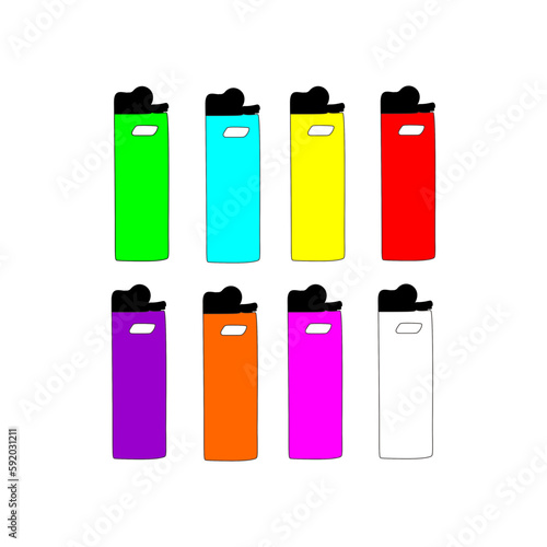 set of lighters in while  background 