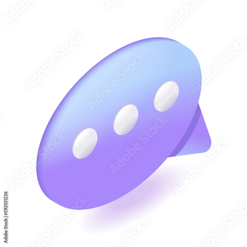 3D Isometric. Cartoon icons, Violet blue Speech Bubble for text. Notification concept. Chat message. Notification concept. Vector illustration